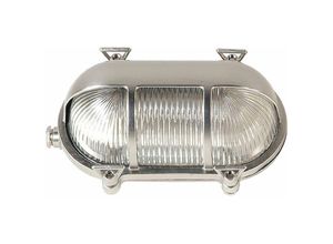 4251334846819 - Licht-erlebnisse - Außenwandleuchte Terrasse Haus IP64 Nickel E27 Glas Messing Maritim Außenlampe - Nickel matt Klar Transparent