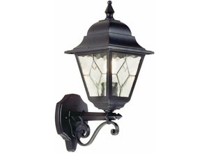 4251334852353 - Licht-erlebnisse - Außenwandlampe E27 Schwarz Rustikal Glas Metall Wandleuchte außen Garten Laterne - Schwarz