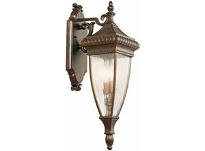 4251334852551 - Licht-erlebnisse - Außenwandleuchte E14 IP44 Bronze Haus Terrasse Glas Metall Vintage Wandleuchte - Bronze gebürstet