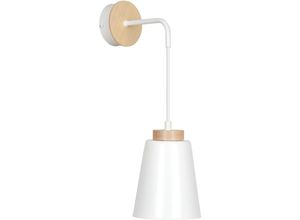 4251334855057 - Licht-erlebnisse - Wandlampe E27 Weiß Metall Holz Skandinavisch innen Wandleuchte - Weiß