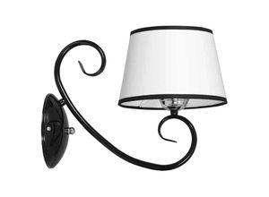 4251334855385 - Licht-erlebnisse - Wandlampe E27 Weiß Schwarz Stoff Metall Klassisch Wandleuchte - Schwarz Weiß