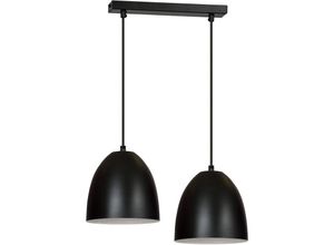 4251334857334 - Licht-erlebnisse - Hängelampe Schwarz 2 flammig E27 Retro Metall Esszimmer Küche - Schwarz Weiß