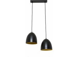 4251334857365 - Licht-erlebnisse - Hängelampe Schwarz Golz Retro Design 2 flammig Metall Esstisch Küche - Schwarz Gold