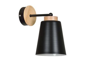 4251334858157 - Licht-erlebnisse - Skandinavische Wandlampe Schwarz Metall Holz E27 - Schwarz Holz