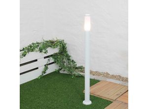 4251334884170 - Licht-erlebnisse - Wegeleuchte brighton in weiß 110cm Ø8cm IP44 Außenlampe - Weiß