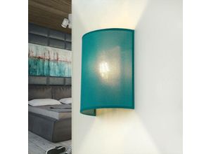 4251334889502 - Licht-erlebnisse - Wandlampe alice Stoff Schirm Petrol halbrund Loft - Weiß Petrol