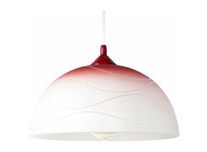 4251334890331 - Licht-erlebnisse - Rote Hängelampe Retro Design Glas Schirm Ø30cm - Rot Weiß 4251334890331 - Licht-erlebnisse - Rote Hängelampe Retro Design Glas Schirm Ø30cm - Rot Weiß