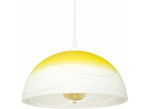 4251334890348 - Licht-erlebnisse - Hängeleuchte Retro Weiß Gelb Küche Esstisch 30 cm rund - Gelb Weiß 4251334890348 - Licht-erlebnisse - Hängeleuchte Retro Weiß Gelb Küche Esstisch 30 cm rund - Gelb Weiß