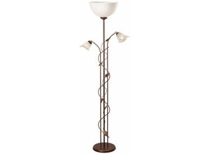 4251334895701 - Licht-erlebnisse - Deckenfluter mit Lesearm 176 cm Shabby Braun antik Floral Wohnzimmer Stehlampe - Shabby Braun Antik Weiß