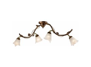 4251334895756 - Licht-erlebnisse - Deckenlampe Braun E14 Glas Metall Floral Deckenleuchte - Shabby Braun Antik Weiß