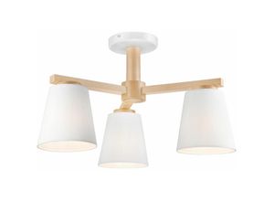 4251334896272 - Licht-erlebnisse - Wohnliche Deckenlampe Stoff Holz Skandinavisch E27 Wohnzimmer Esszimmer - Holz Weiß 4251334896272 - Licht-erlebnisse - Wohnliche Deckenlampe Stoff Holz Skandinavisch E27 Wohnzimmer Esszimmer - Holz Weiß