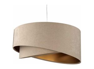 4251334898160 - Licht-erlebnisse - Hängeleuchte Stoff Schirm Beige Gold 50 cm rund wohnlich E27 - Weiß Beige Gold