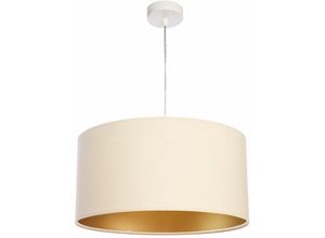 4251334898344 - Licht-erlebnisse - Pendelleuchte Stoff Schirm Velours Optik Ø40cm in Creme Gold Esszimmer Wohnzimmer Hängelmape - Weiß Creme Gold 4251334898344 - Licht-erlebnisse - Pendelleuchte Stoff Schirm Velours Optik Ø40cm in Creme Gold Esszimmer Wohnzimmer Hängelmape - Weiß Creme Gold