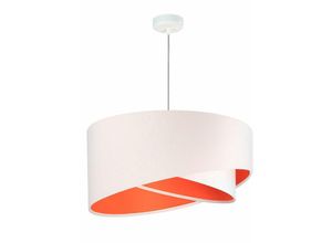 4251334898672 - Licht-erlebnisse - Hängelampe Weiß Orange E27 ø 50 cm Stoff Schirm Modern Pendelleuchte - Weiß Orange