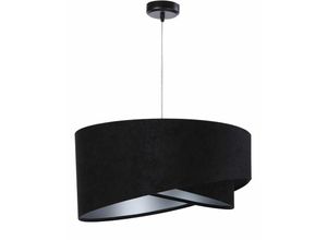 4251334898931 - Licht-erlebnisse - Pendelleuchte Schwarz Silber ø 50 cm Stoff Velours Optik Hängelampe Wohnzimmer Schlafzimmer - Weiß Schwarz Silber