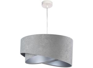 4251334898986 - Licht-erlebnisse - Hängelampe Stoff Schirm Grau Silber 50 cm rund E27 Pendelleuchte - Weiß Grau Silber