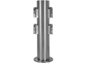 4251345900630 - Steckdosensäule mit 4 Steckdosen Edelstahl rostfrei 76 x 118 x 36cm Silber Energiesäule Gartensteckdosen Mehrfachsteckdose Steckersäule