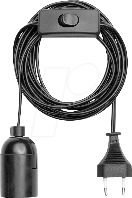 4251351806834 - LM 9802S - Lampenfassung E27 mit Schalter 35m Kabel Stecker schwarz 4251351806834 - LM 9802S - Lampenfassung E27 mit Schalter 35m Kabel Stecker schwarz