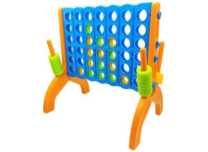 4251357600115 - Alldoro - xl Vier-Gewinnt Spiel 4 Gewinnt Spielset groß inkl 42 Jumbo Ringen Spielzeug für drinnen & draußen 73 x 49 x 725 cm - Blau orange