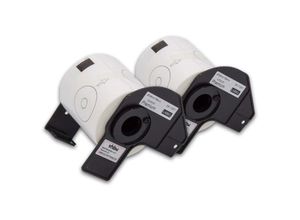 4251358528647 - 2x CD DVD-Etiketten Aufkleber Rolle Set kompatibel mit Brother P-Touch QL-500BW QL-550 QL-560 QL-560VP QL-570 QL-580 QL-580N QL-650 Ersatz für