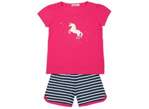 4251361673631 - zoolaboo - Kurzarm-Schlafanzug EINHORN GLOW IN THE DARK in pink dunkelblau Gr98