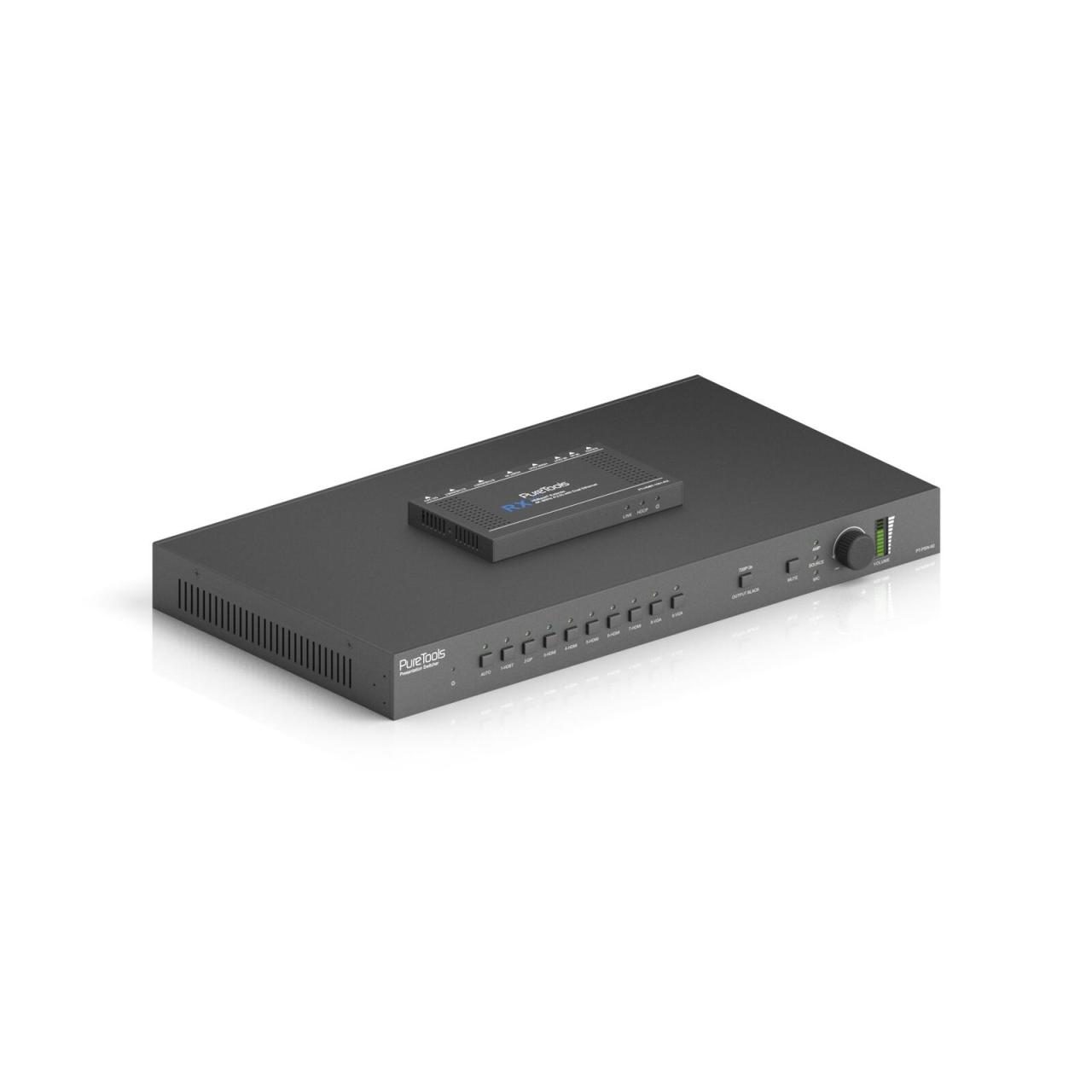 4251364706855 - - Scaler Switcher 9x2 4K 3-Level MIC HDMI & HDBT Ausgänge Balanced Audio  +  Verstärker