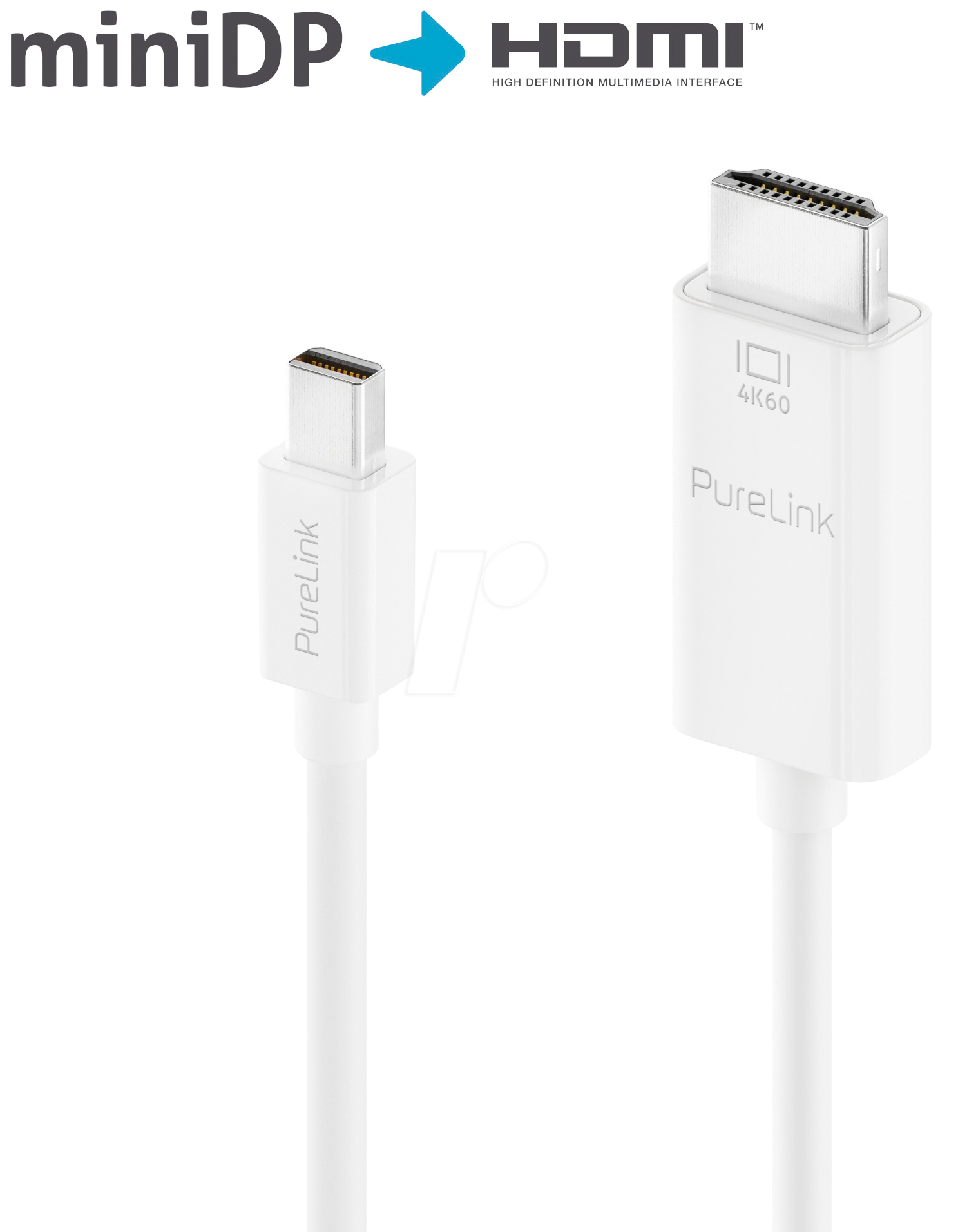 4251364709498 - PURE IS2100-015 - Displayport 12 Kabel mini DP-HDMI 4K60Hz weiß 15 m