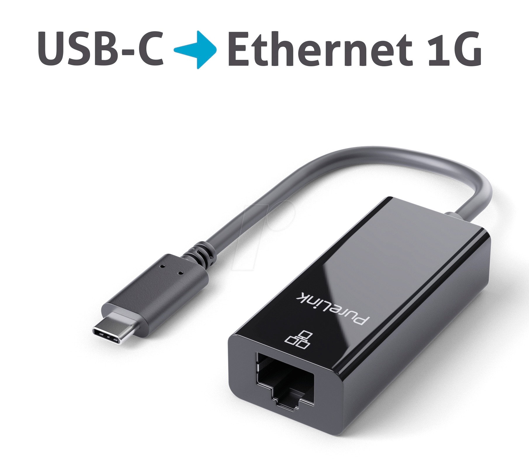 4251364719091 - Usb-c auf Ethernet Adapter - Gigabit 1000Mbps - iSerie 010m schwarz (IS261) - Purelink