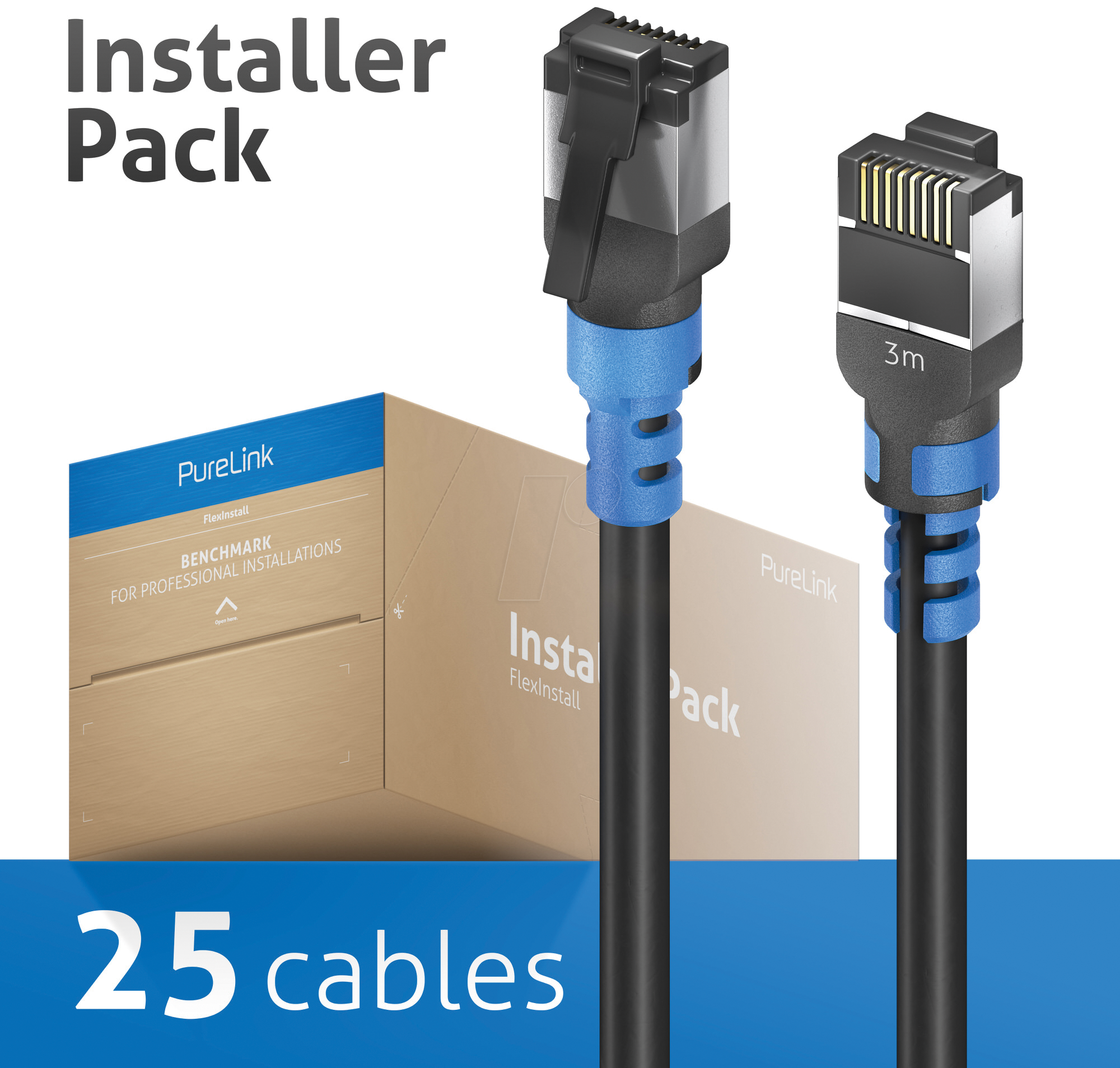4251364744352 - PURE FIPC110030P - Patchkabel Cat6a S FTP schwarz 3 m 25 Stück