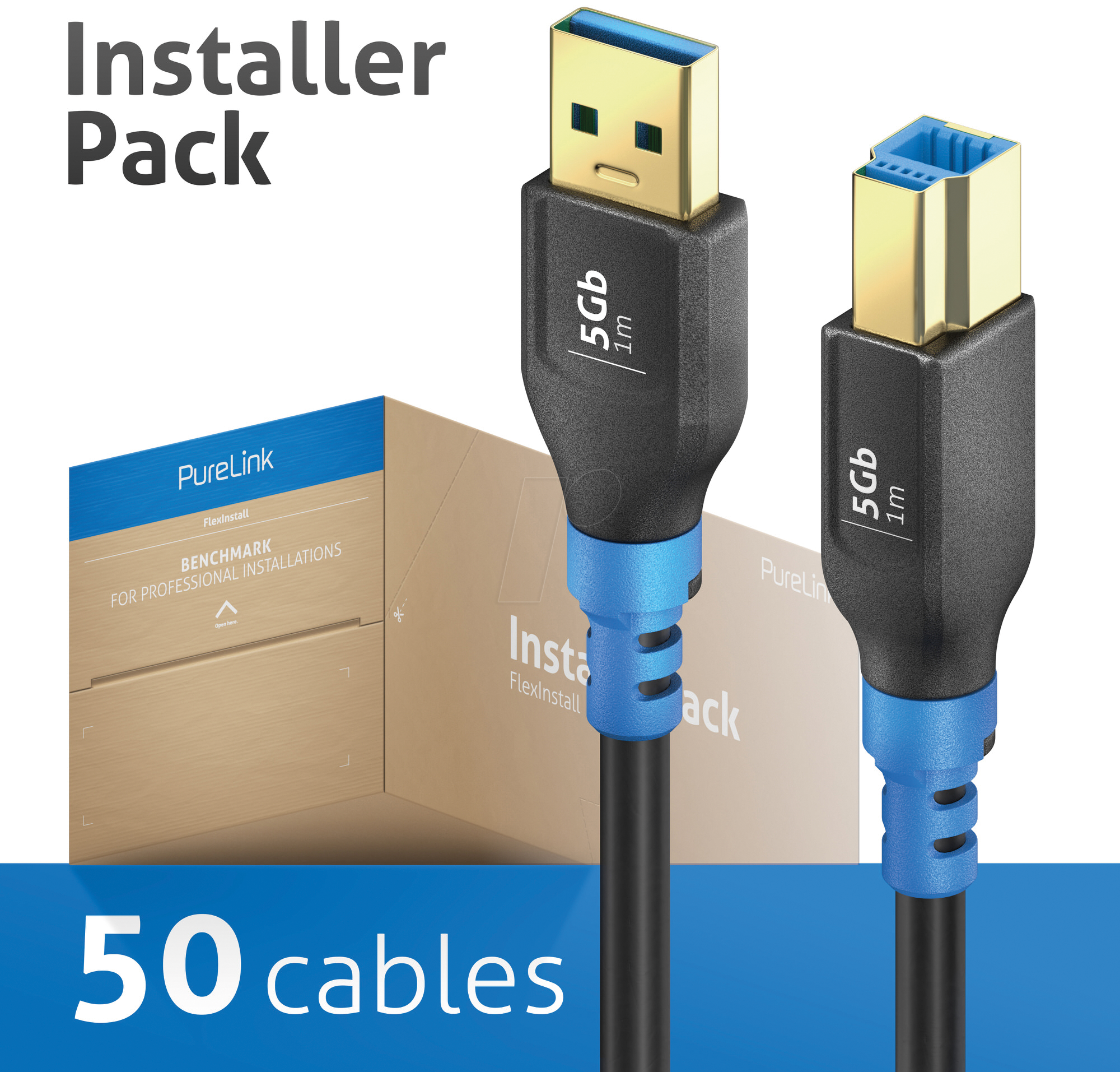 4251364744451 - FI-U300-010-PCK - USB 5 Gb s-Kabel A Stecker auf B Stecker 10 m 50er Pack