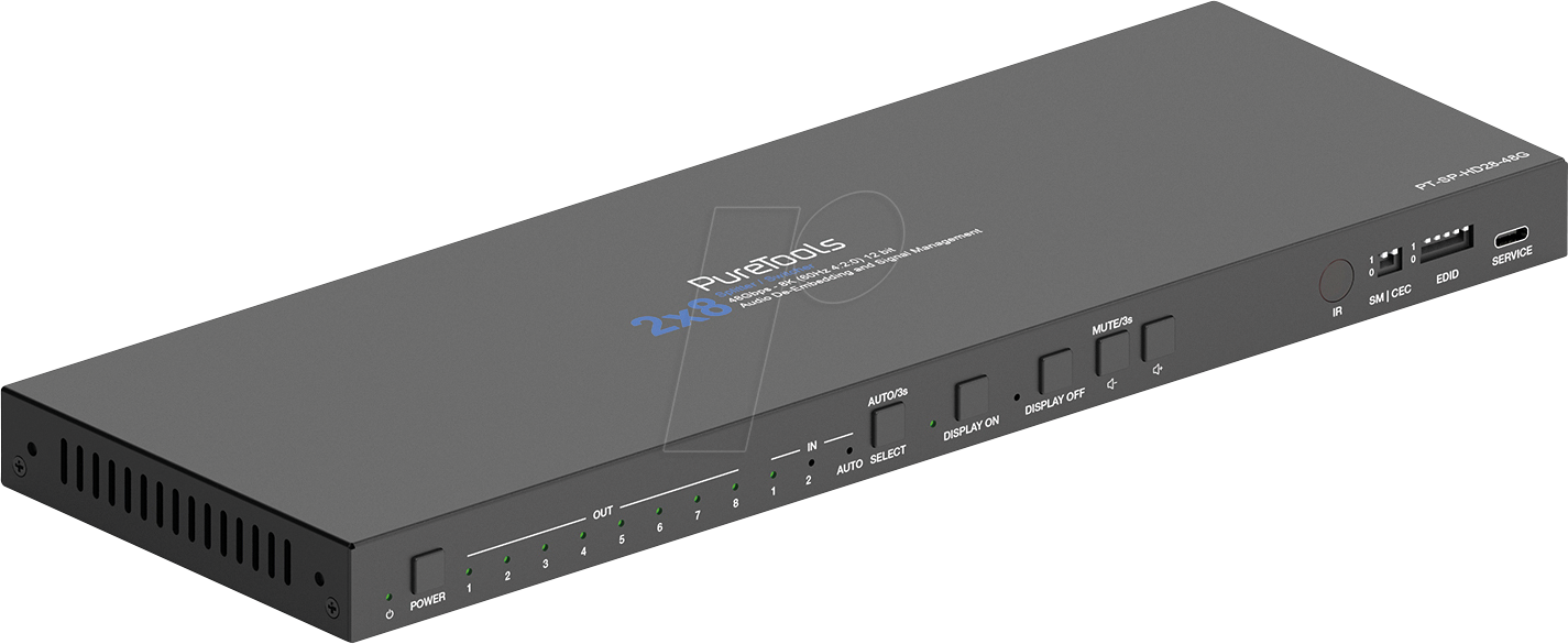 4251364745199 - PT-SP-HD28-48G - HDMI Switch 2x8 Port 48 Gb s 8K 60 Hz Scaler Audio De-Embed 4251364745199 - PT-SP-HD28-48G - HDMI Switch 2x8 Port 48 Gb s 8K 60 Hz Scaler Audio De-Embed