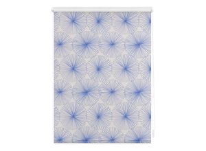 4251369828118 - Seitenzugrollo ORIGINAL Rollo Klemmfix ohne Bohren Verdunkelung Flower wheel - Blau Rollos Gr 150 cm stufenlos positionierbar 100 cm blau (blau weiß) Kinder Kinderzimmer-Rollos