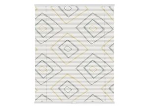 4251369828941 - Plissee ORIGINAL Plissee Klemmfix ohne Bohren blickdicht Stripy Boho Rectangle Plissees Gr 130 cm zweiseitig verschiebbar 60 cm beige (beige weiß weiß) Kinder Kinderzimmer-Plissees