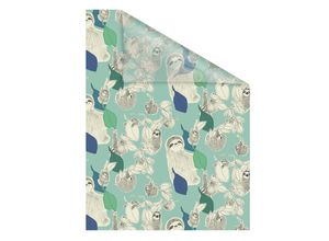 4251369830357 - Fensterfolie ORIGINAL Fensterfolie selbstklebend Sichtschutz Sloths on turquoise - Grün Fensterfolien Gr B L 100 cm x 130 cm grün Fensterdekoration