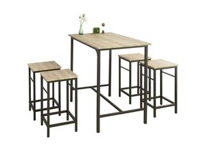 4251388600047 - Sobuy - OGT11-N Bartisch Set 5-teilig Esstisch Bistrotisch mit 4 Stühlen Sitzgruppe