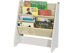 4251388600788 - FRG225-W Kinder-Bücherregal Hängefächerregal Zeitungsständer mit 4 Ablagefächern Büchergestell bht ca 62x71x29cm - Sobuy