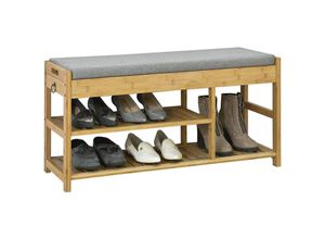 4251388601532 - FSR47-N Schuhbank mit Sitzfläche und Schubladen Garderobenbank Schuhregal Schuhablage Sitzbank aus Bambus bht ca 90x45x30cm - Sobuy