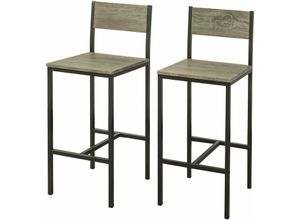 4251388602409 - Sobuy - FST53x2 2-er Set Barhocker Barstühle mit Rücken-Lehne Thekenstühle mit Fußstütze Sitzhöhe 67 cm bht ca 34x95x41cm