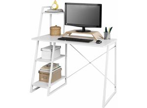 4251388602638 - Sobuy - FWT29-W Schreibtisch(102x50x75 117cm) Computertisch Arbeitstisch mit 3 Ablageflächen weiß (Ohne Stuhl)