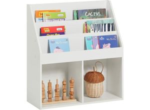 4251388602874 - SoBuy KMB01-W Kinderregal mit 3 Ablagefächern und 2 offenen Fächern Zeitungsständer Aufbewahrungsregal Bücherregal für Kinder weiß BHT ca 73x80x30cm