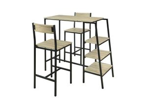 4251388604373 - Sobuy - OGT16-N Design Bartisch Set 3-teilig Sitzgruppe Stehtisch Bistrotisch Esstisch mit 3 Ablagen Küchentisch mit 2 Stühlen