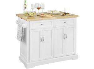 4251388605301 - Sobuy - Extendable Kitchen Trolley Island Storage Cupboard White FKW71-WN+Free Bathtub Rack FRG104-N - White