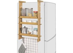 4251388605783 - SoBuy KCR03-N Design Hängeregal für Kühlschrank Gewürzregal mit 3 verstellbaren Ablagen Küchenregal aus Bambus Natur BHT ca 42x73x10cm