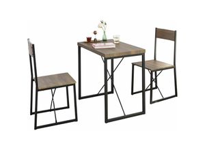 4251388608845 - Sobuy - OGT19-N 3-teilig Essgruppe Esstisch mit 2 Stühlen Sitzgruppe Küche Küchentisch Holztisch Balkontisch im Industrial-Look