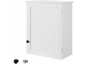 4251388609163 - BZR19-W Hängeschrank mit Einer Tür Wandschrank Badhängeschrank Küchenschrank Medizinschrank Badmöbel Weiß bht ca 40x52x23cm - Sobuy