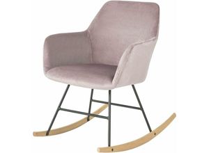 4251388609439 - Sobuy - FST68-P Schaukelsessel Schaukelstuhl Relax Stuhl Sessel aus Samt und Buche Pink Belastbarkeit 150kg