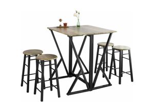 4251388609781 - Sobuy - OGT24-N 5-teilige Essgruppe Esstisch mit 4 Stühlen Klapptisch Esszimmer Sitzgruppe Küche Küchentisch Holztisch klappbar im Industrial-Look