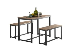 4251388610039 - SoBuy OGT25-N 3-teilig Essgruppe Esstisch mit 2 Sitzbänke Sitzgruppe Küche Küchentisch-Set Holztisch Balkontisch Esszimmertisch