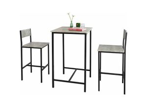 4251388610565 - Sobuy - OGT27-HG 3-teilig Bartisch mit Stühlen Esstisch Stehtisch Bistrotisch mit 2 Barhocker Sitzgruppe grau