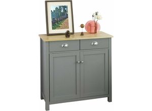 4251388610602 - Sobuy - FSB25-HG Sideboard mit 2 Schubladen und 2 Türen Kommode Küchenschrank mit Arbeitsplatte Flurschrank Beistellschrank grau bht ca 79x80x35cm